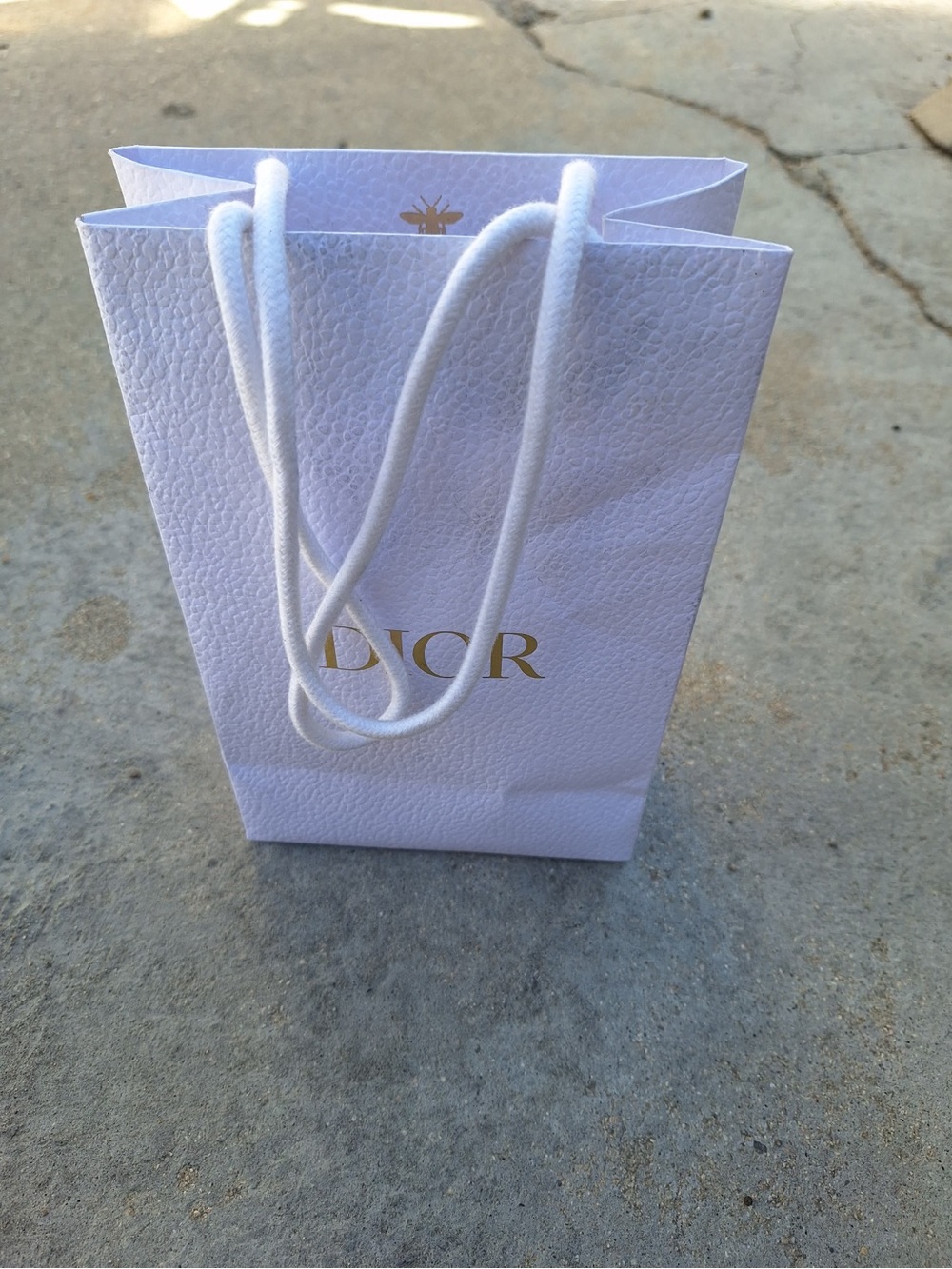 Dior White Paper Gift Bag with Gold Logo